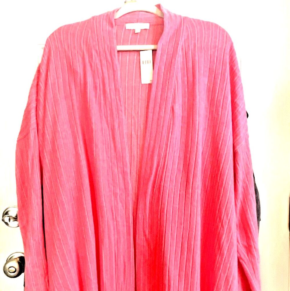 Anthropologie Eri + Ali Women's Sz  3x Cardigan Pink Ribbed Open Front  NWT